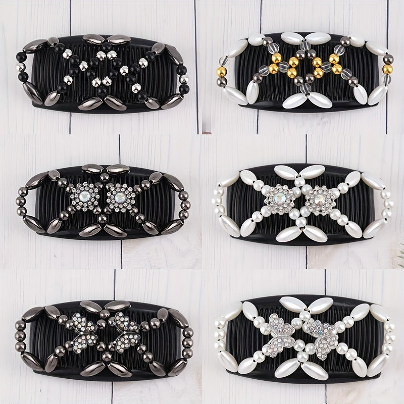 Double Row Beaded Hair Comb for Women
