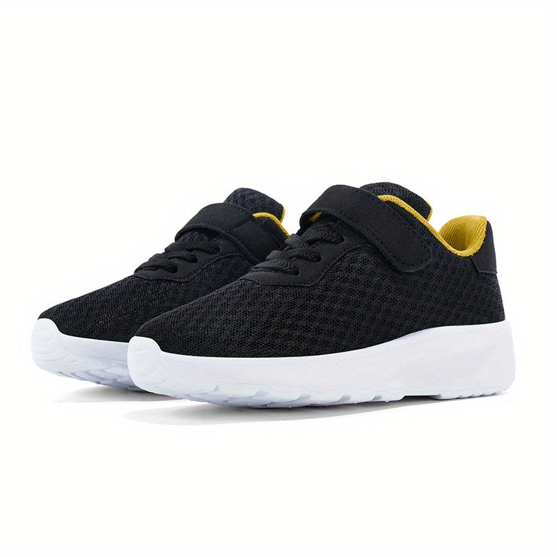 Boys' Ultralight Cushioned Sneakers Hook Loop Fastener Breathable Non Slip Shoes