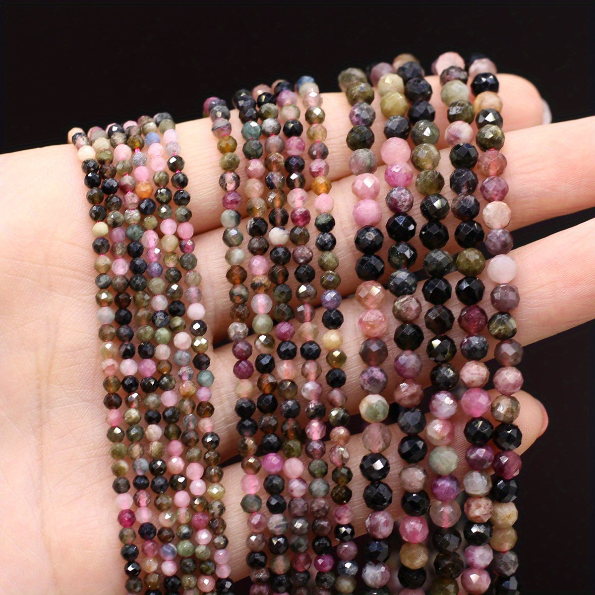 Tourmaline Faceted Small Beads Necklace 16 Inches