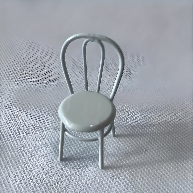 Metal Backrest Chair Retro Modern Dollhouse Furniture Red DIY Scene Props