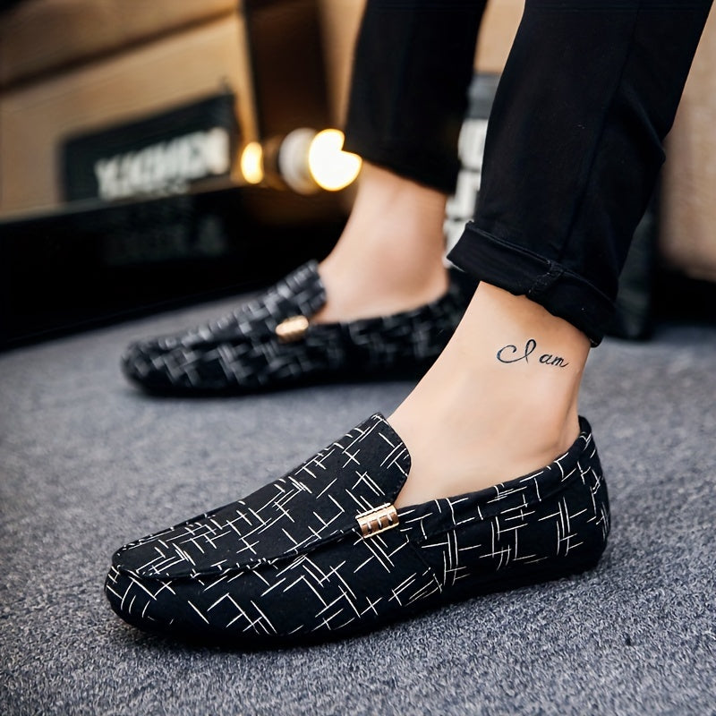 Men's Striped Loafers Lightweight Slip On Flat Shoes