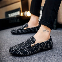 Men's Striped Loafers Lightweight Slip On Flat Shoes