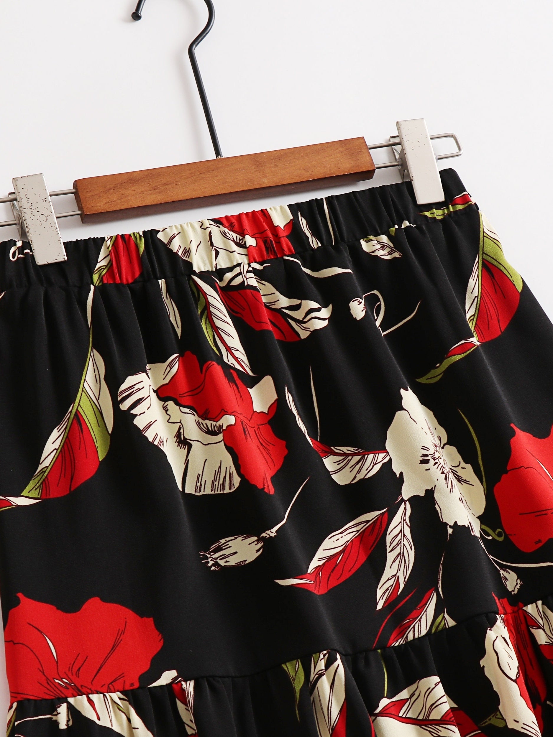  Maxi Floral Print A-Line Smock Skirt
