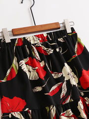  Maxi Floral Print A-Line Smock Skirt