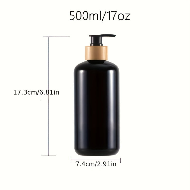 500ML Bamboo Pump Dispenser for Bathroom Soap Lotion Liquid Amber