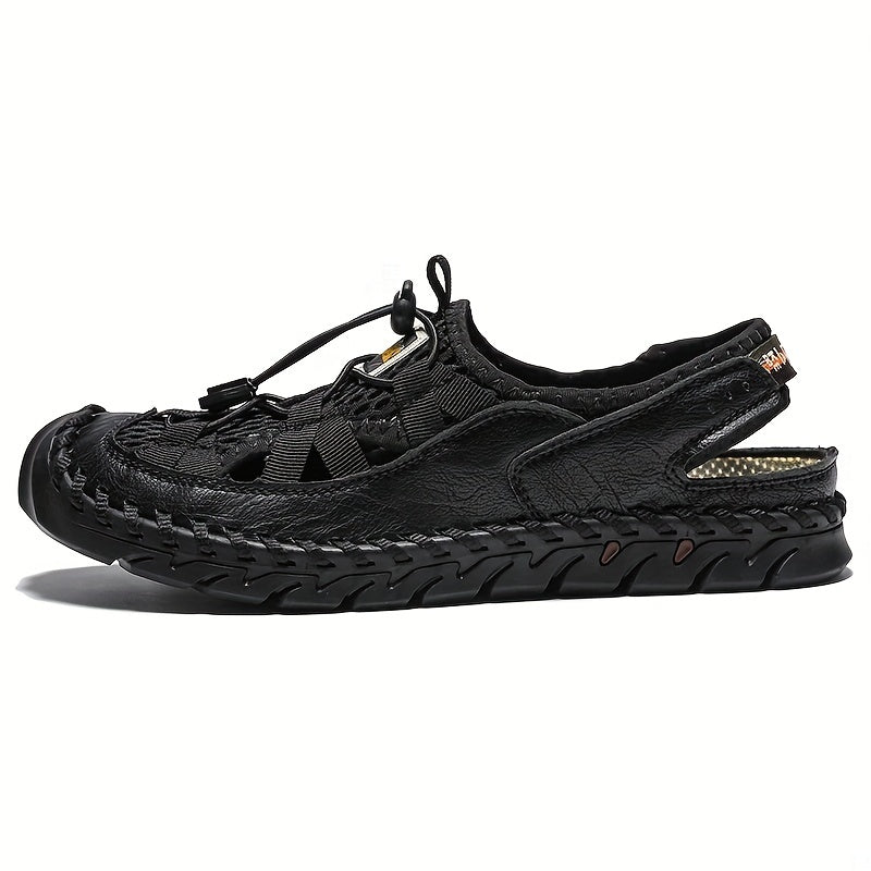Men's Closed Toe Anti Collision Sandals Stitched Non Slip Beach Shoes