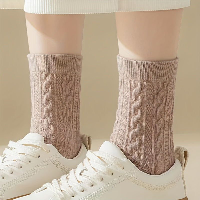 6 Pairs Twist Textured Socks for Women