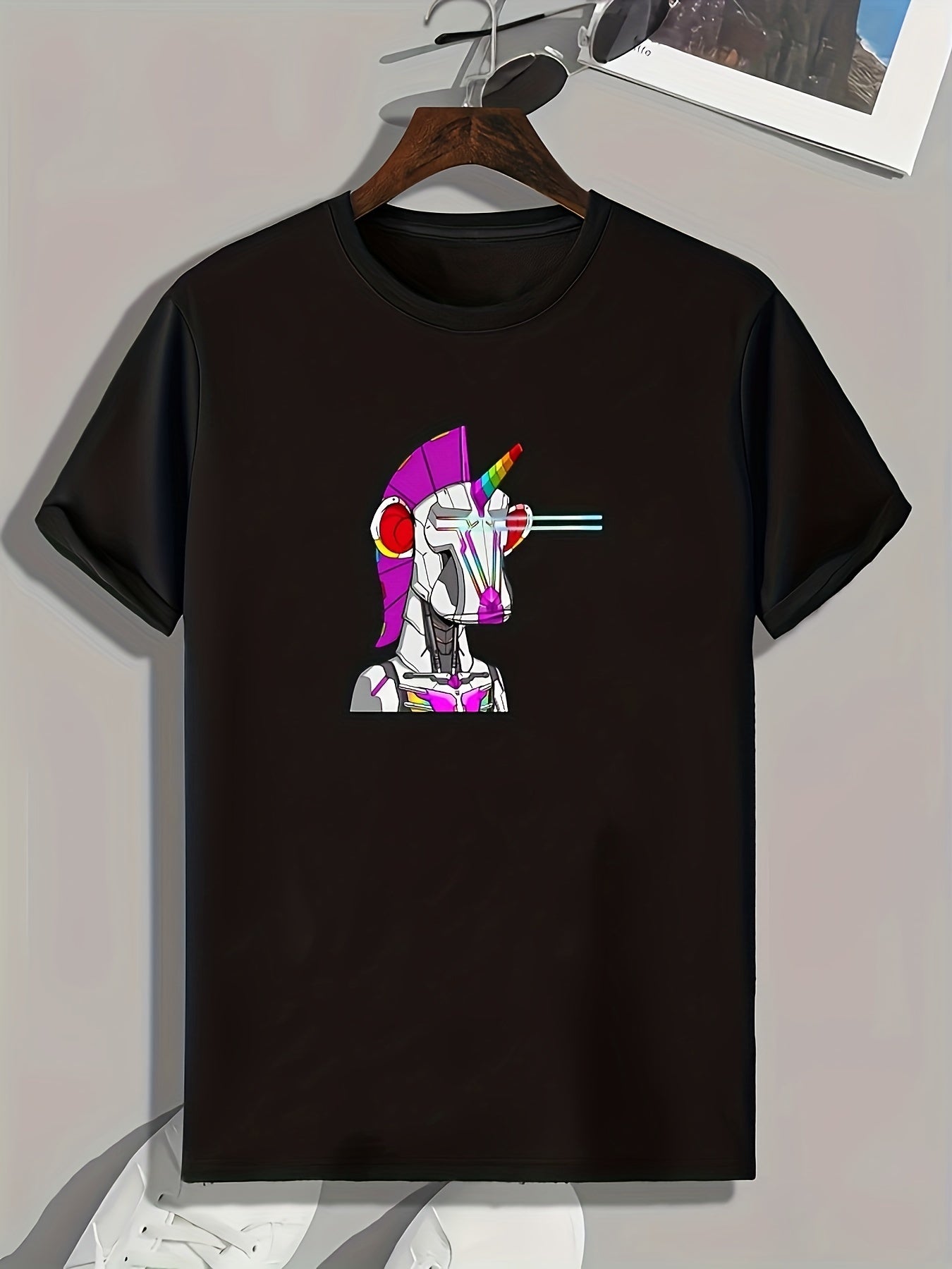 Cyberpunk Style Pattern Print Men's Comfy Sports T-shirt