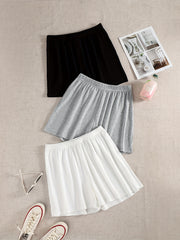 Casual Solid Ribbed Shorts Women's Clothing