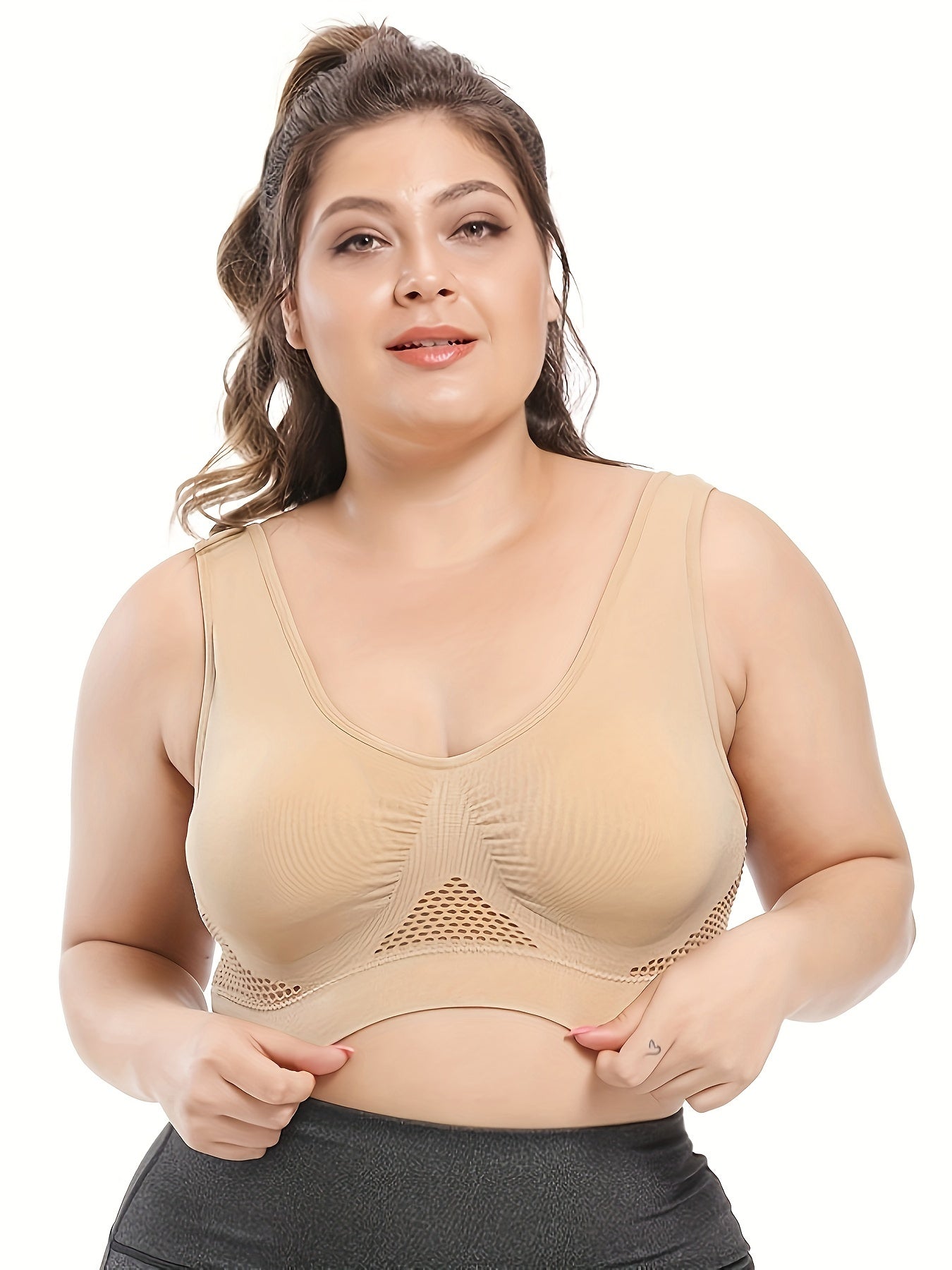 Plus Size Sports Bra Hollow Out High Stretch Fitness Running Tank Bra