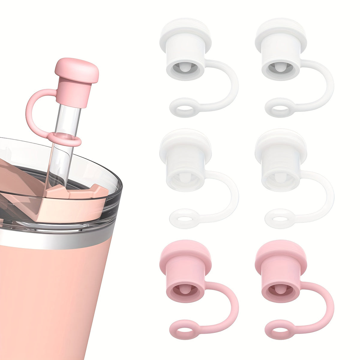 6pcs 6 10mm Silicone Straw Cap Dustproof Beverage Straw Tip Cover