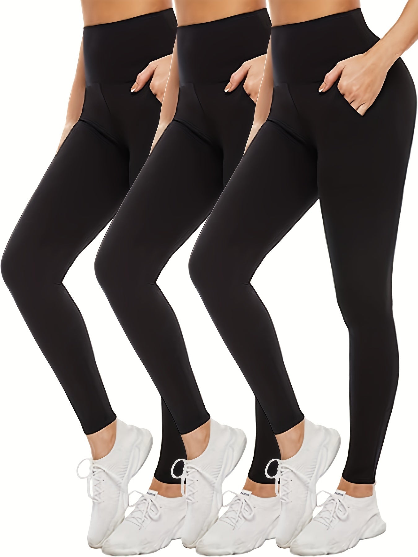 High-Waisted Sports Leggings with Pockets - Yoga Tight Pants