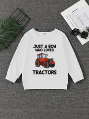 TRACTOR BOY Letter Print Boys Sweatshirt Long Sleeve Crew Neck Tops