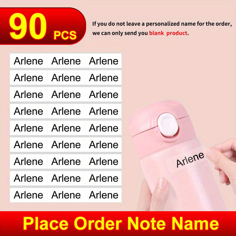 90pcs Personalized Name Sticker Waterproof Office School Stationery Label