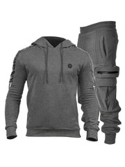 Men's Mid Stretch Hoodie & Cargo Pants Set for Outdoor Activities