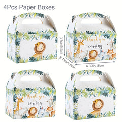 4pcs Polychrome Jungle Animals Treat Boxes 6 Inch