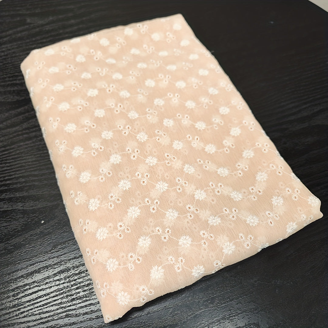 1yd Comfortable Embroidered Chiffon Fabric for DIY Clothes Pants Dress