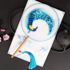 Embroidery Round Fan Retro Handheld Fan Chinese Style Prints Fan
