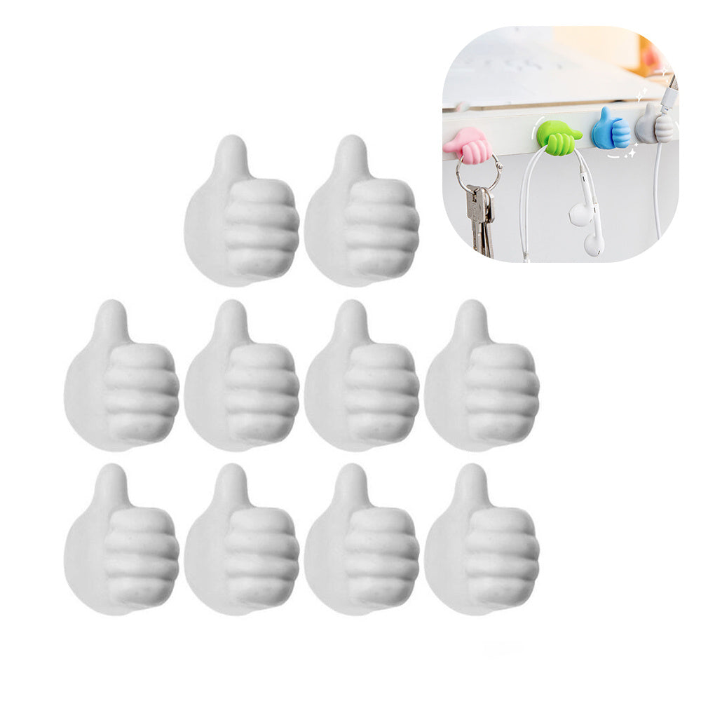 10pcs Self Adhesive Wall Hooks for Home Decor & Cable Organizer