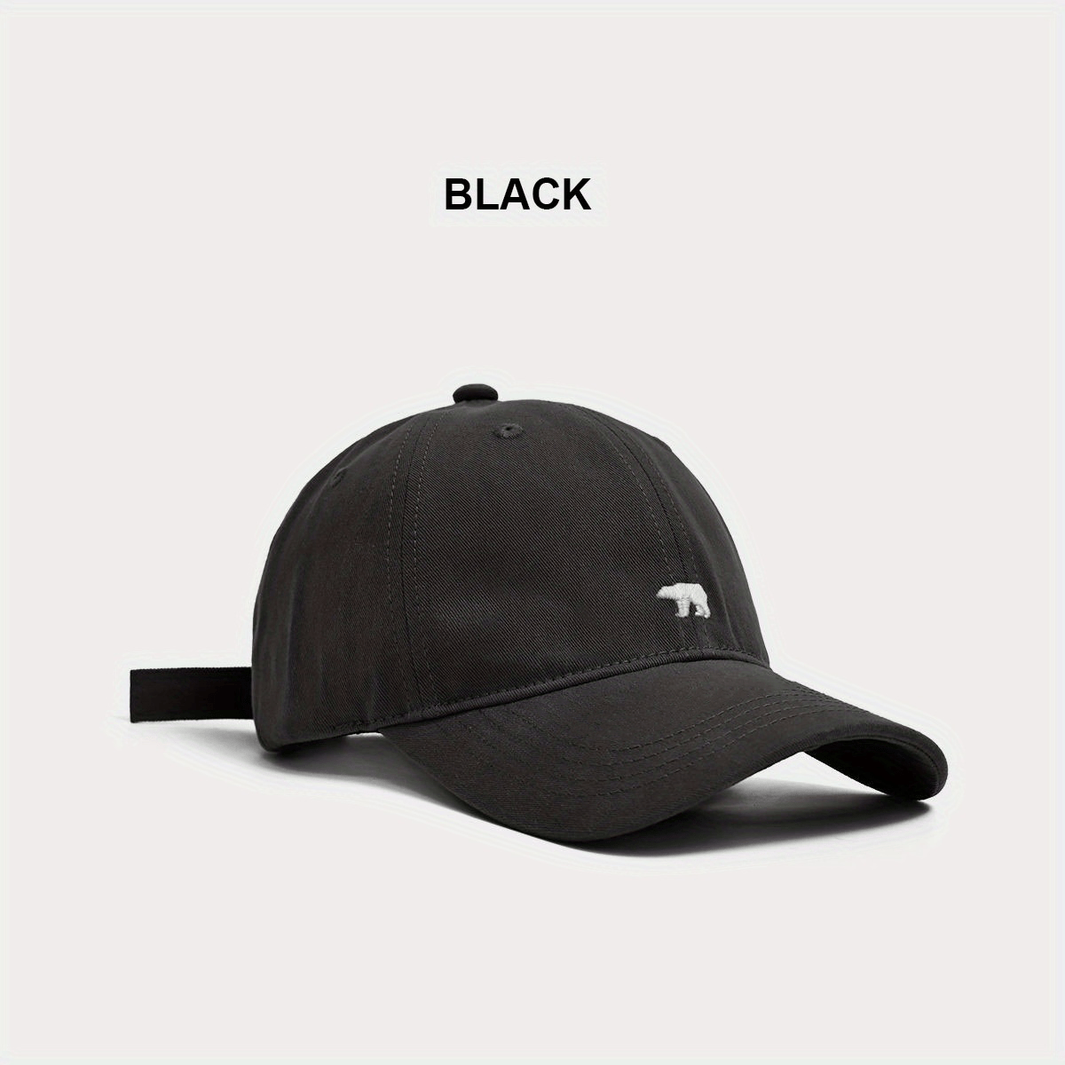 Polar Bear Embroidered Washed Cloth Baseball Cap Unisex Sunshade Denim Hat
