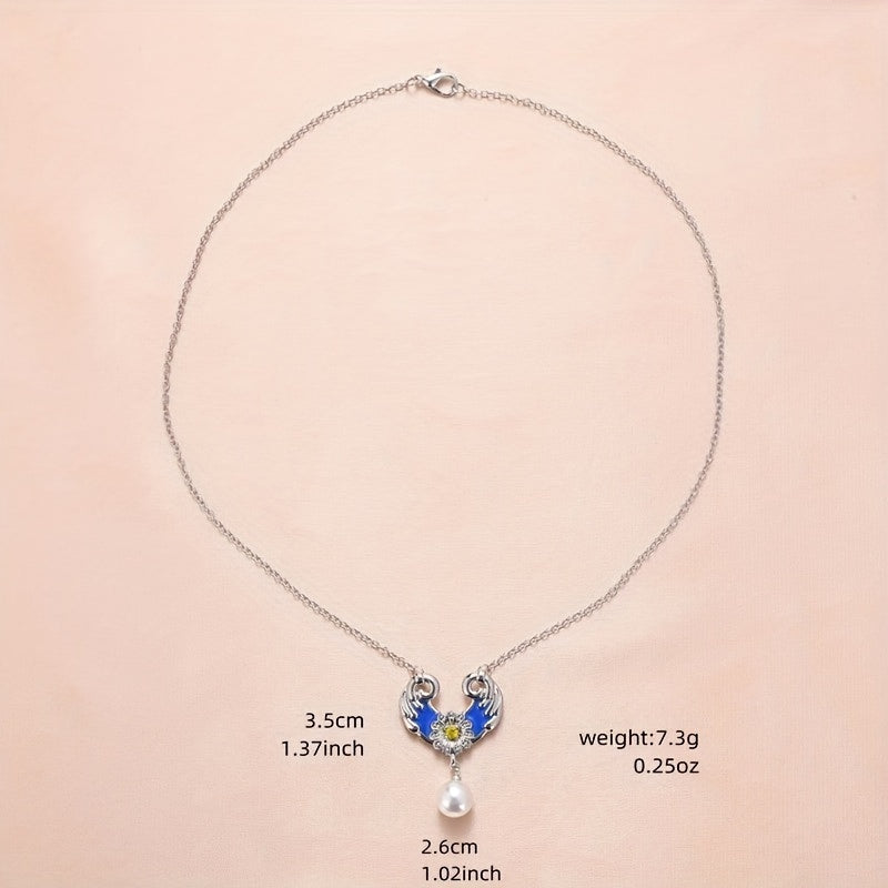 Heart Pendant Necklace Wings Flower Anniversary Gift Couple Necklace