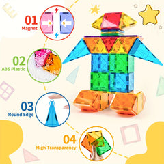 Magnetic Tiles Building Set for Kids 3-6 Years - Educational Toy