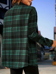  Plaid Print Long Sleeve Tunic Shirt