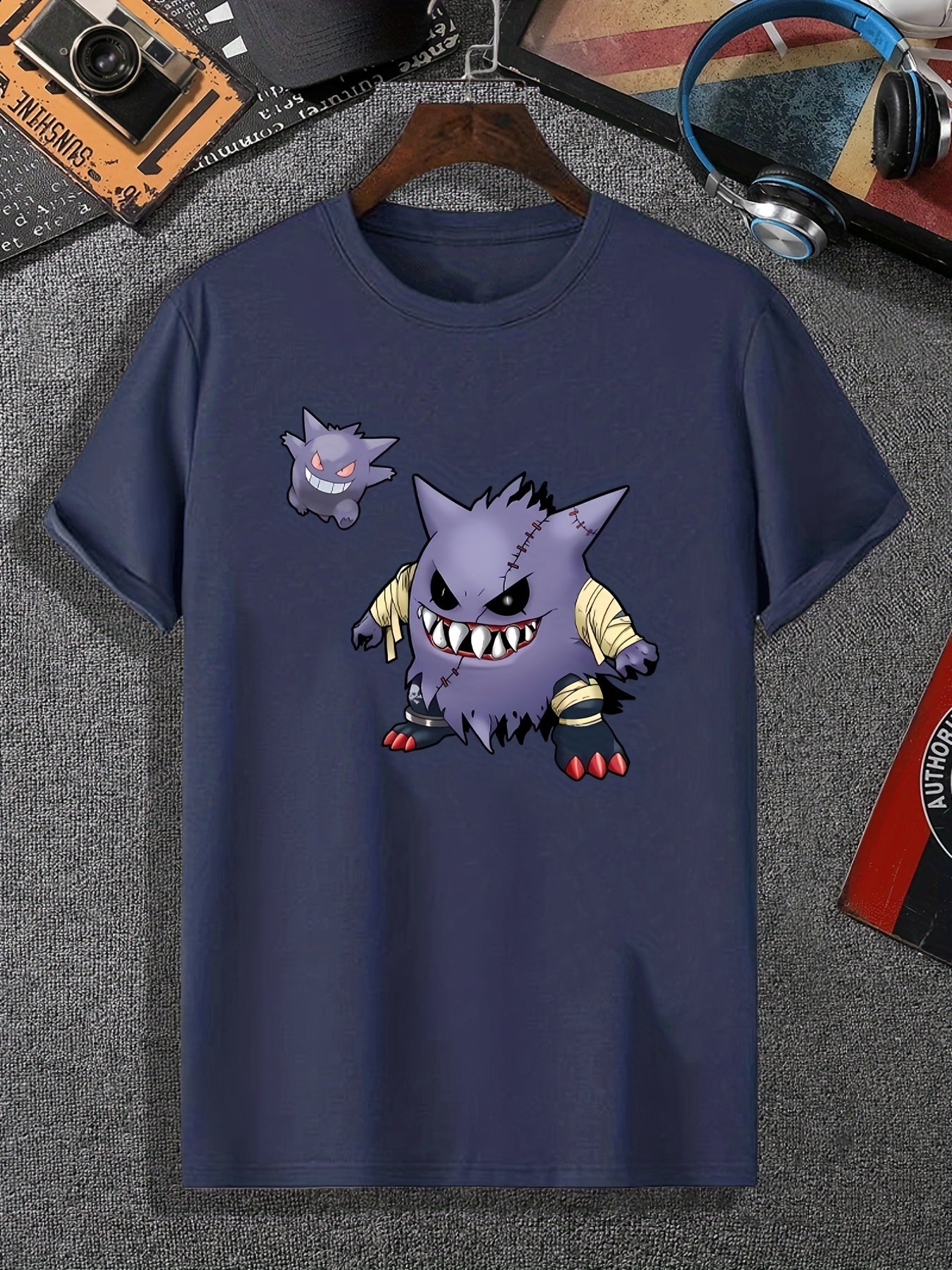 Little Monster Print Men's Comfy T shirt Active Slightly Stretch