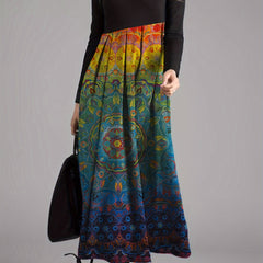  Colorblock Floral Print Maxi Dress