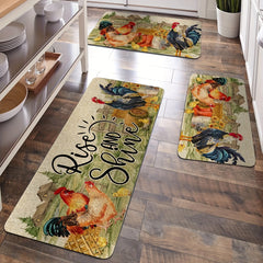 Vintage Chicken Print Mat Anti-slip Kitchen Rug