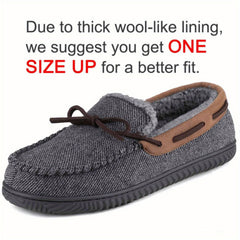 Men's Warm Fleece Lining Non Slip Slippers Comfortable Rubber Sole