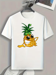 Pineapple Pattern Print Men's Comfy Sports T-shirt