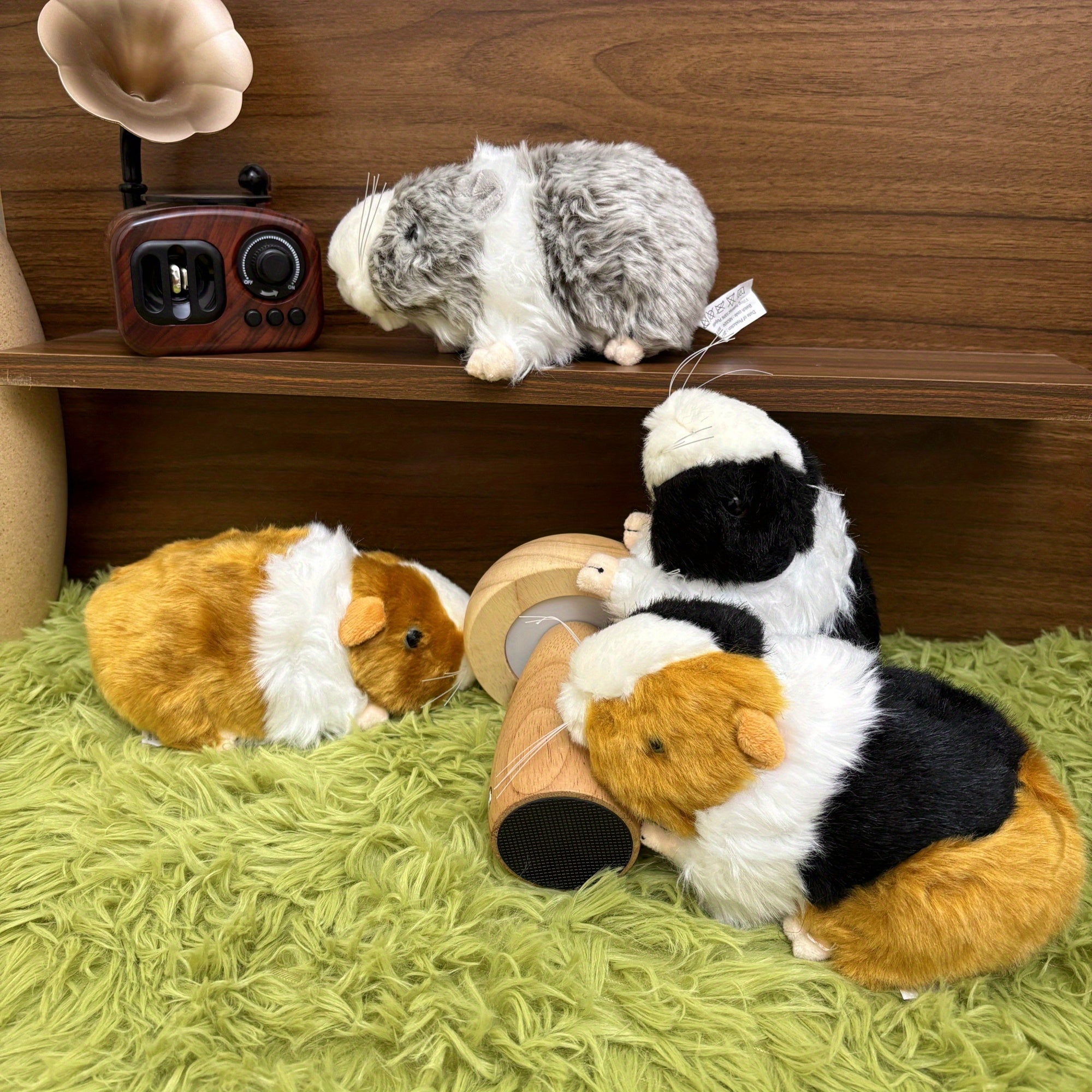 Realistic Guinea Pig Plush Soft Stuffed Animal Interactive Toy Brown Fur Gift