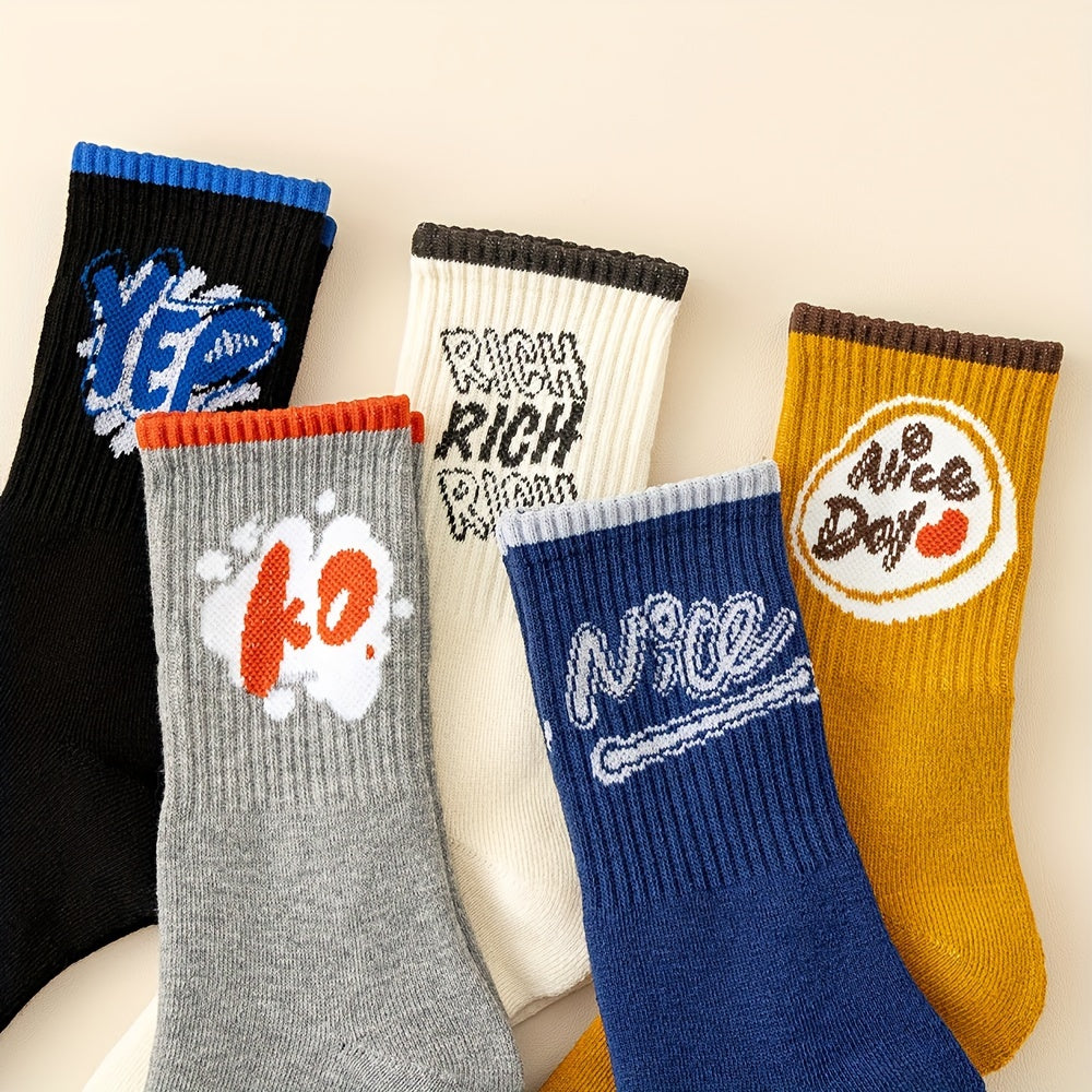 5 Pairs Letter Print Socks Mid Tube Women's Stockings