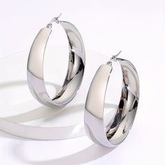 Chunky Hoop Earrings Minimalist Style Stainless Steel 18K Plated
