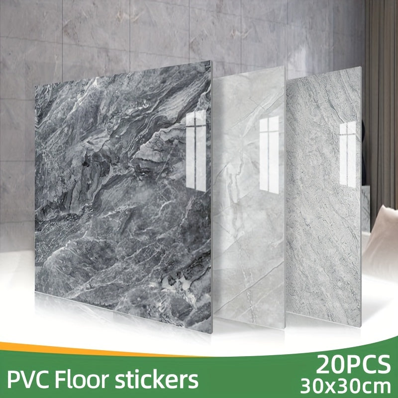 20pcs PVC Marble Floor Stickers Self Adhesive Waterproof Bathroom