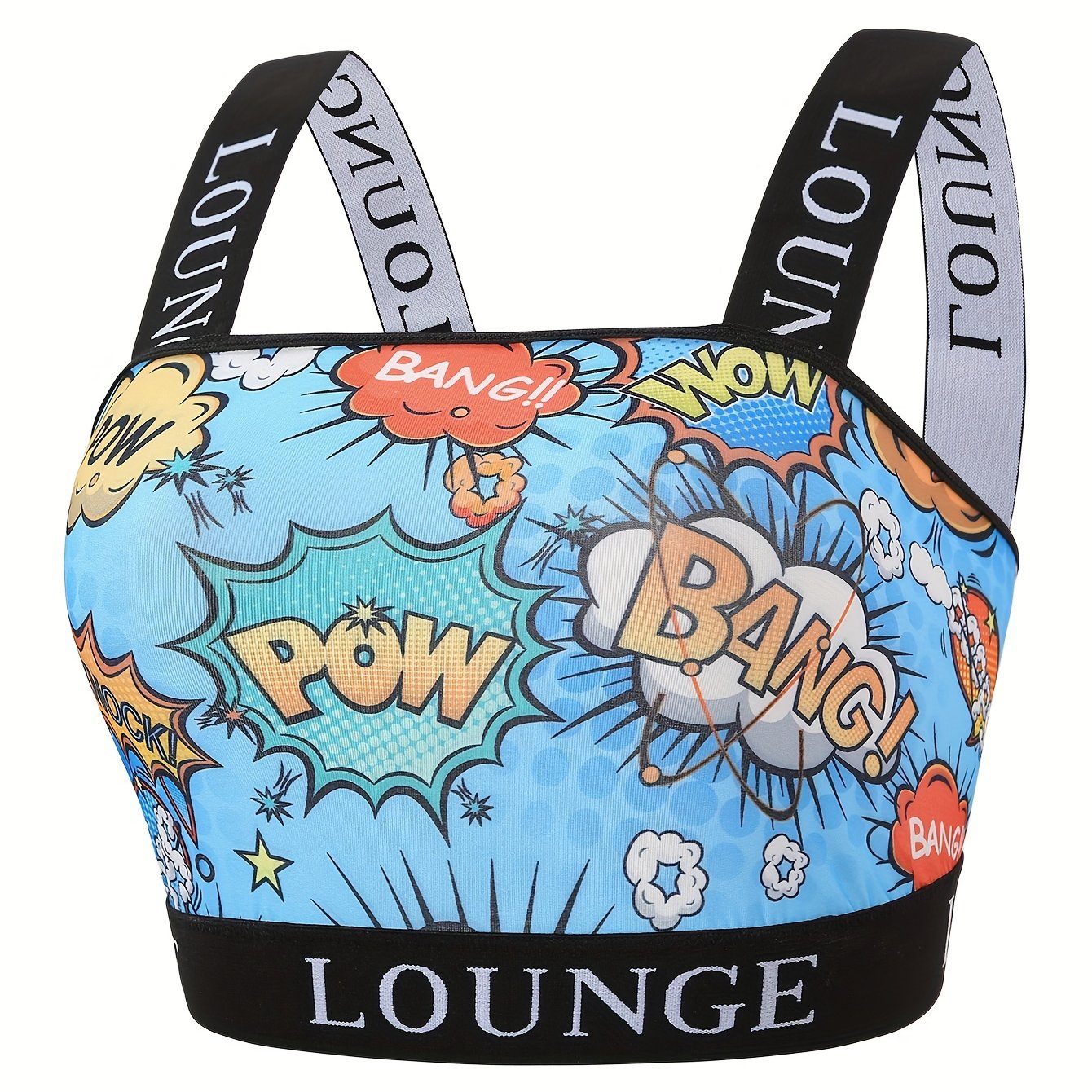  Y2K Bra Women's Plus Pop Art Print Stretch Bralette