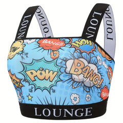  Y2K Bra Women's Plus Pop Art Print Stretch Bralette