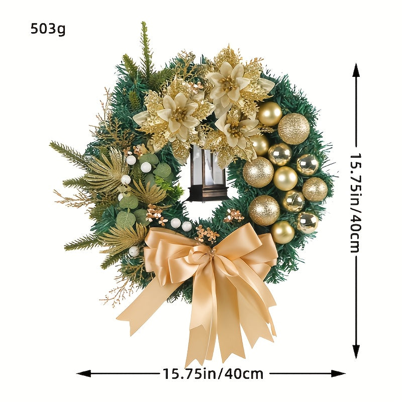 Golden Christmas Ball Pine Needle Garland Window Door Hanging Decoration