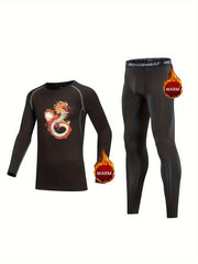 Kids Compression Fleece Sets Crew Neck Pullover Elastic Waist Pants Body con Bot