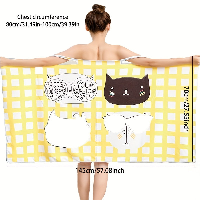 Women's Wearable Bath Towel Printed Bathrobe For Home & Travel