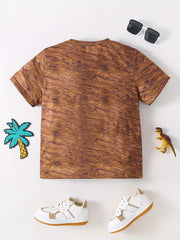 Boys' Dino Print Tee - Comfortable and Stylish Crew Neck T-shirt for Summer