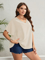  V Neck Flutter Sleeve Top