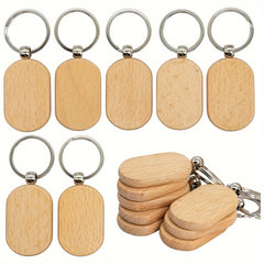 20pcs Blank Wooden Tag Keychain Engraved Keyring