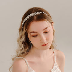Faux Pearl Rhinestone Hairband Headband Princess Tiara