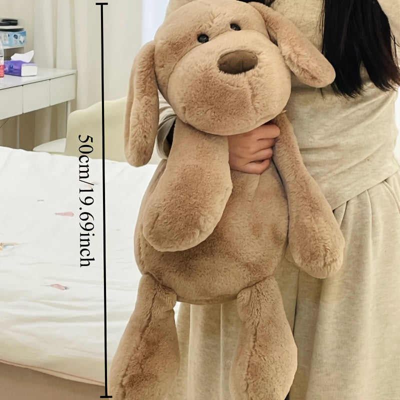 Cuddly Plush Puppy Doll with Fluffy Soft Fur, Beige & Brown