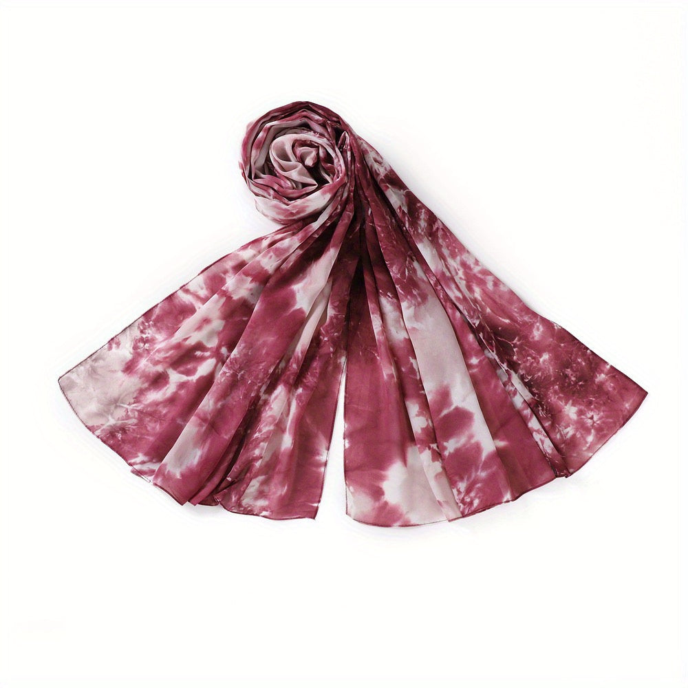 Tie Dye Chiffon Hijab Vintage Head Scarf Thin Shawl Turban