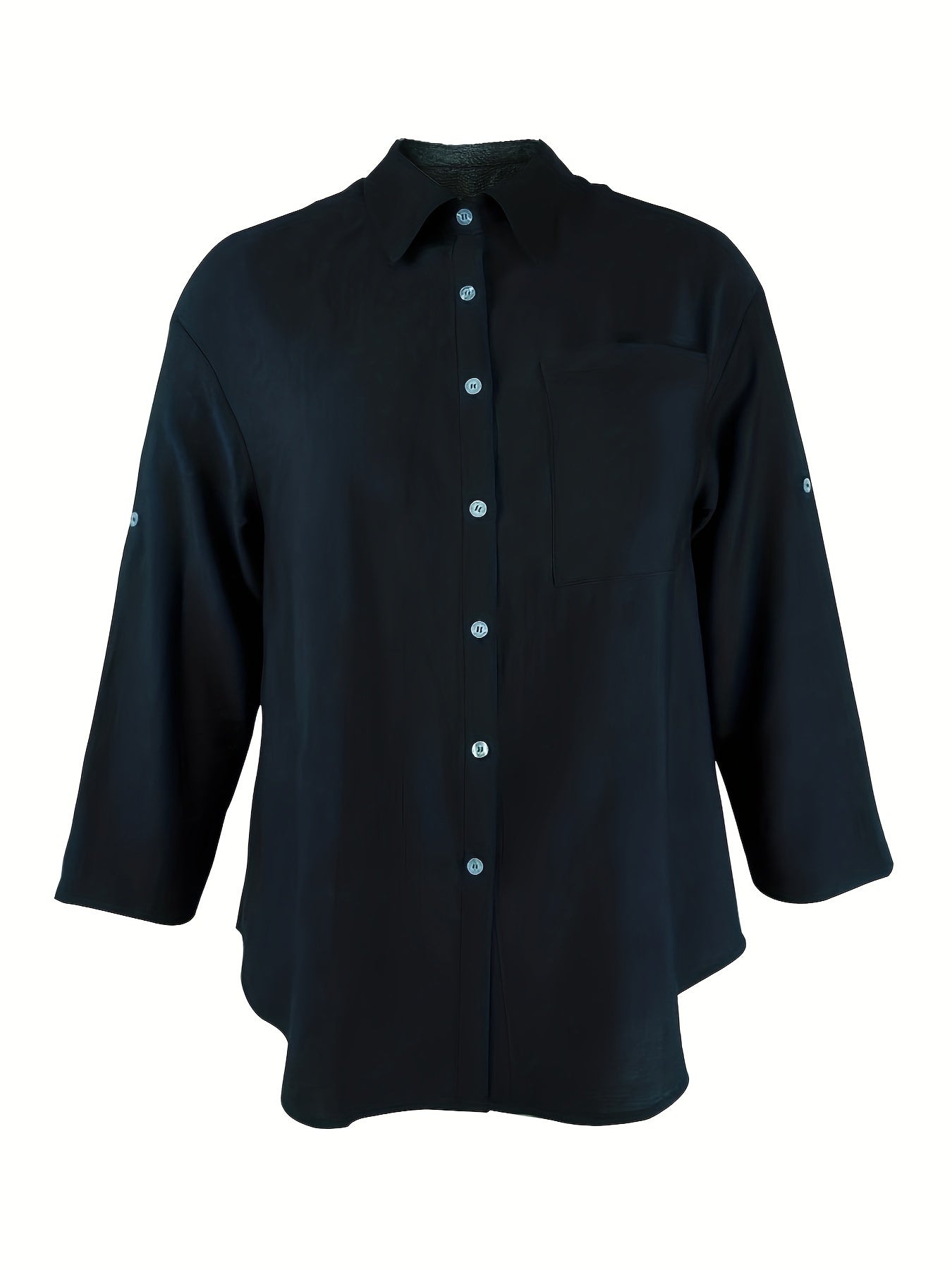  Casual Blouse Women's Solid Button Up Long Sleeve Tunic Shirt