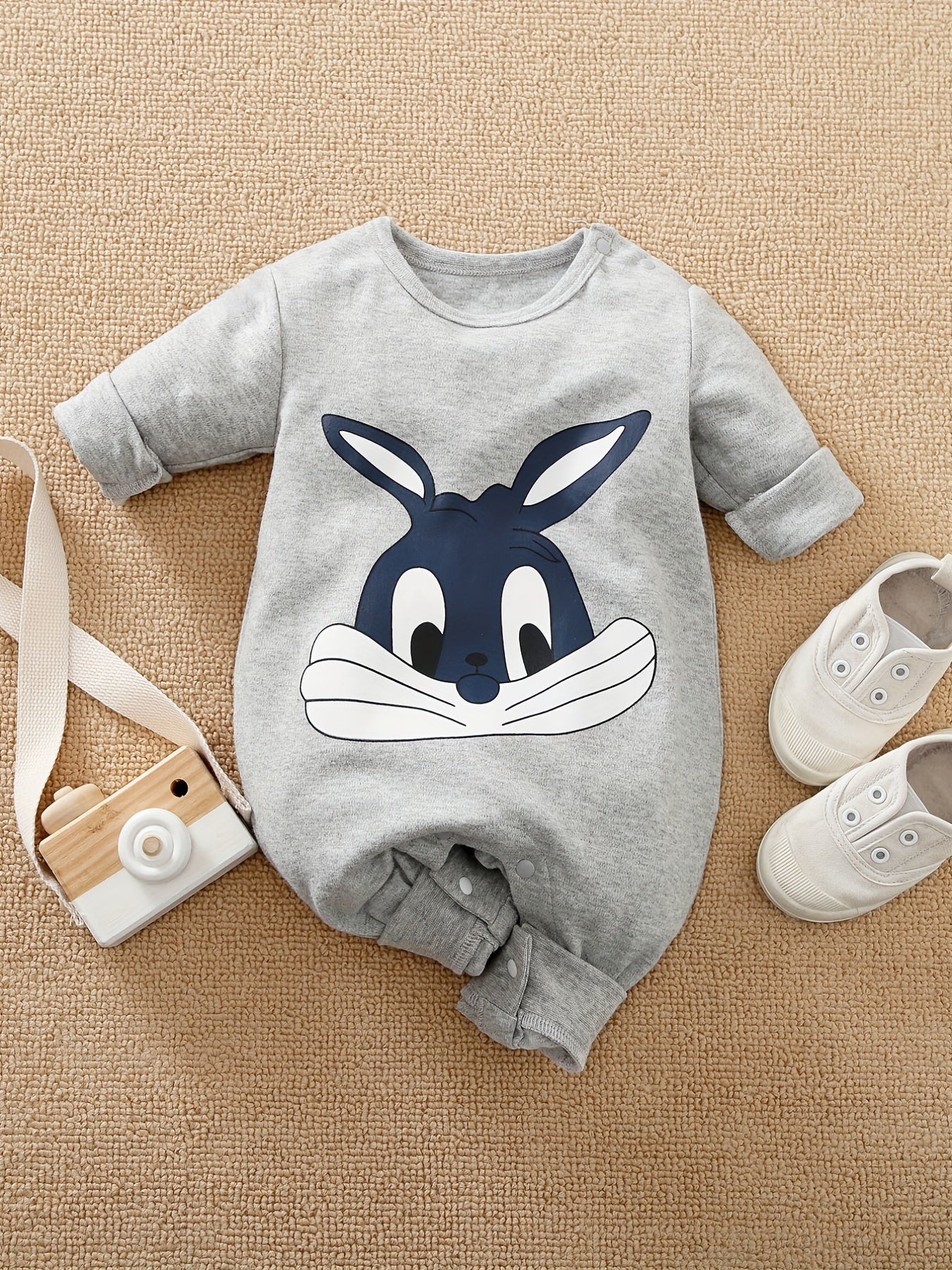 Baby Boys Rabbit Graphic Long Sleeves Romper for Spring/Autumn