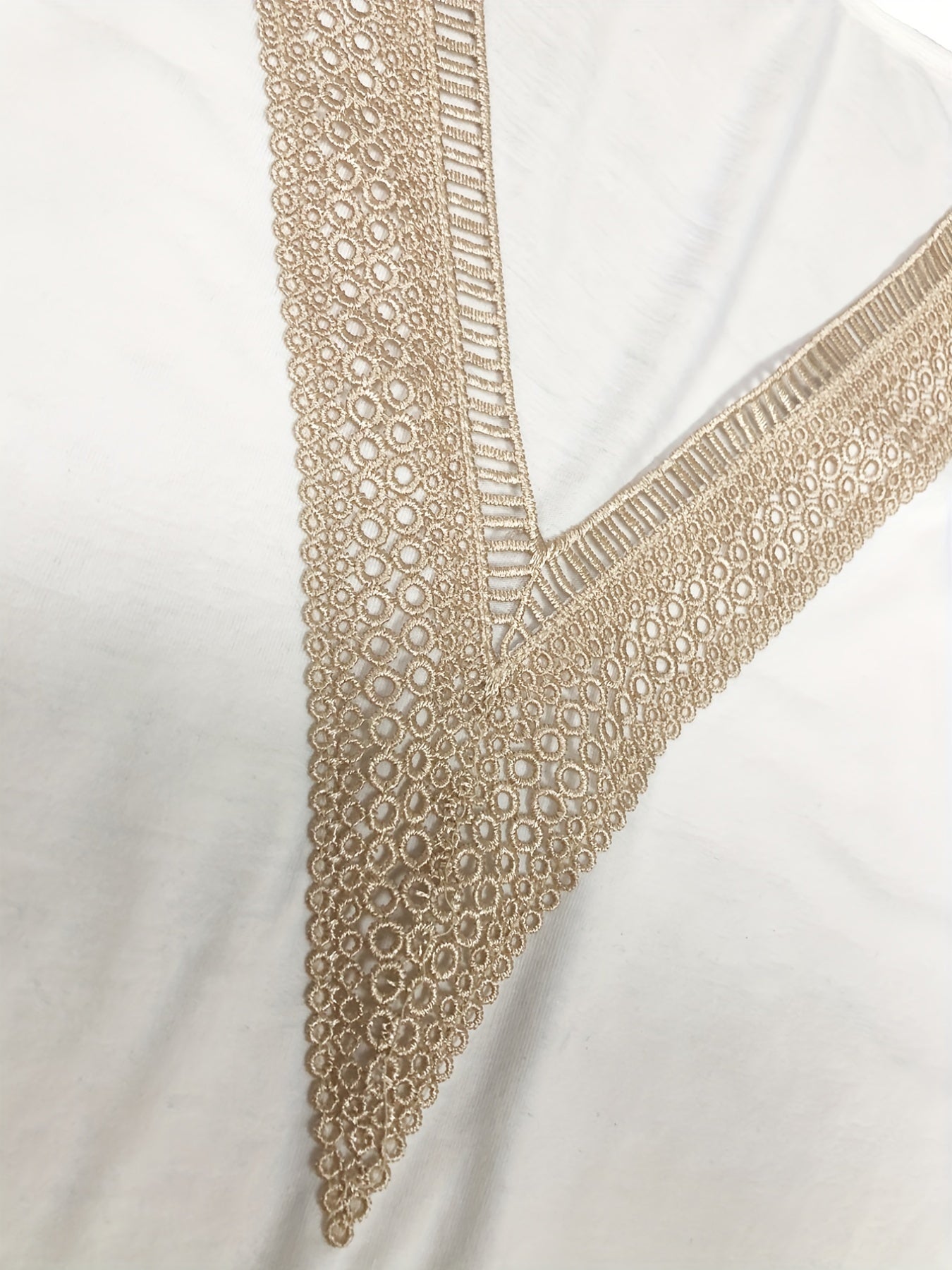  Contrast Lace Panel V Neck Tank Dress